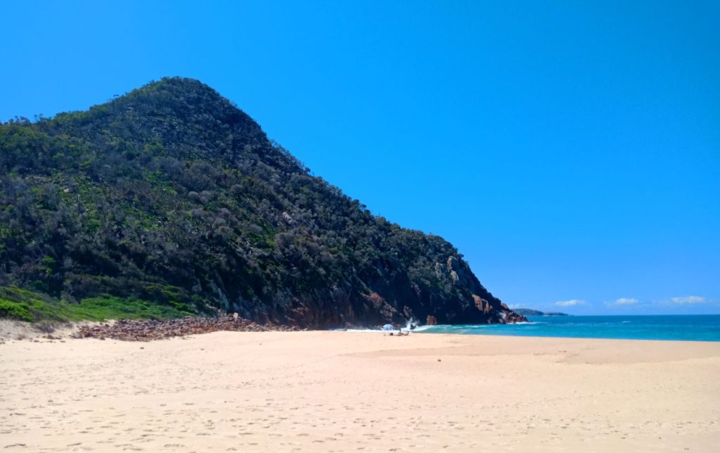 Zenith Beach, with the view of Tomaree Head , Port Stephens. 